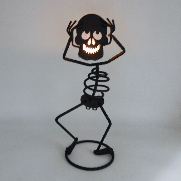 PartyLite Mr. Bones Metal Skeleton Halloween Tealight Candle Holder Retired - Picture 1 of 15